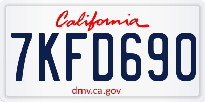 CA license plate 7KFD690