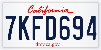 CA license plate 7KFD694
