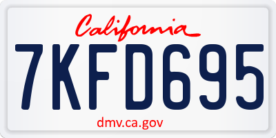CA license plate 7KFD695