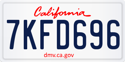 CA license plate 7KFD696