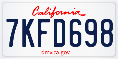 CA license plate 7KFD698