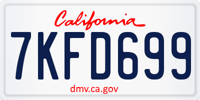 CA license plate 7KFD699