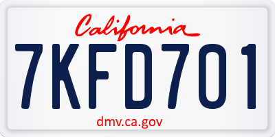 CA license plate 7KFD701
