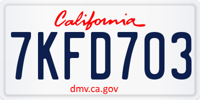 CA license plate 7KFD703