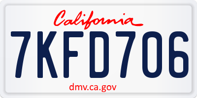 CA license plate 7KFD706