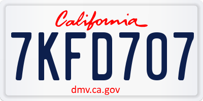 CA license plate 7KFD707