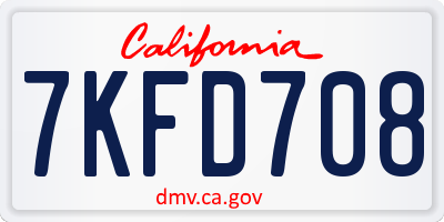 CA license plate 7KFD708