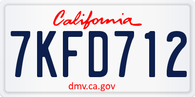 CA license plate 7KFD712