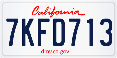CA license plate 7KFD713