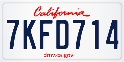 CA license plate 7KFD714