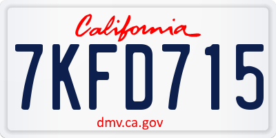 CA license plate 7KFD715