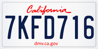 CA license plate 7KFD716