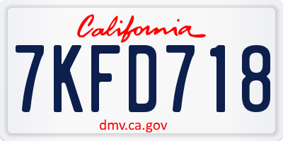 CA license plate 7KFD718