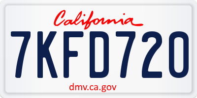 CA license plate 7KFD720