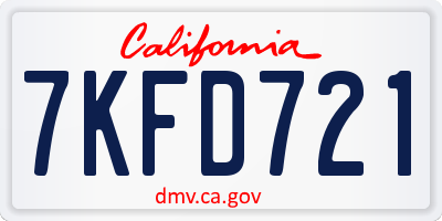 CA license plate 7KFD721