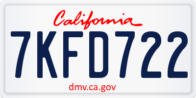 CA license plate 7KFD722