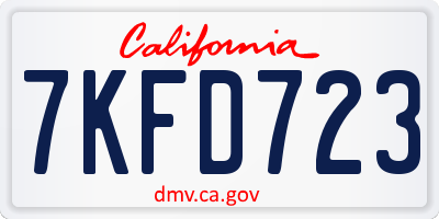 CA license plate 7KFD723