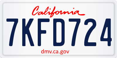 CA license plate 7KFD724