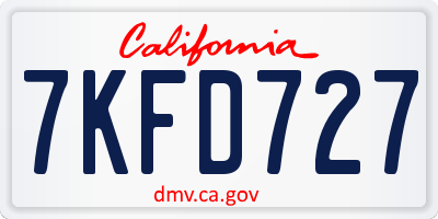 CA license plate 7KFD727