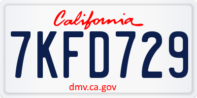 CA license plate 7KFD729
