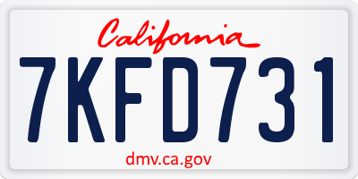 CA license plate 7KFD731