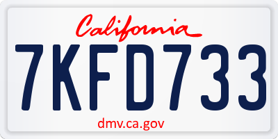 CA license plate 7KFD733