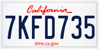 CA license plate 7KFD735