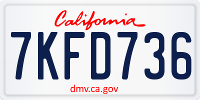 CA license plate 7KFD736