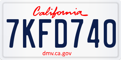CA license plate 7KFD740