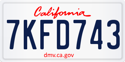 CA license plate 7KFD743