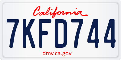CA license plate 7KFD744