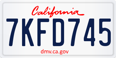 CA license plate 7KFD745