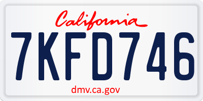 CA license plate 7KFD746