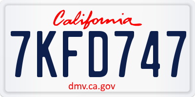 CA license plate 7KFD747