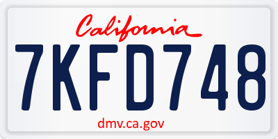 CA license plate 7KFD748
