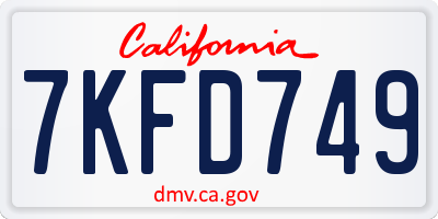CA license plate 7KFD749