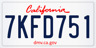 CA license plate 7KFD751