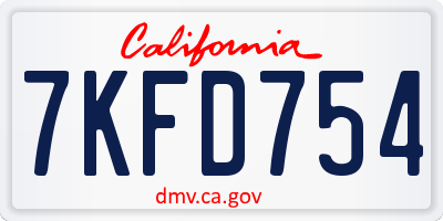 CA license plate 7KFD754