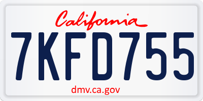 CA license plate 7KFD755