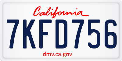 CA license plate 7KFD756