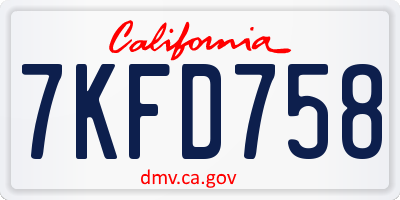 CA license plate 7KFD758