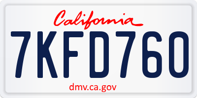 CA license plate 7KFD760