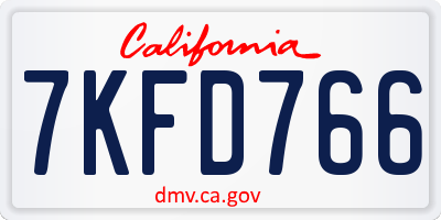 CA license plate 7KFD766