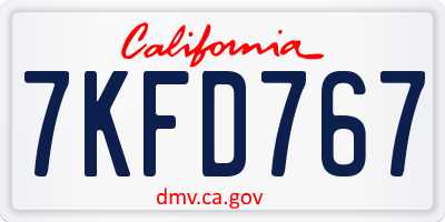 CA license plate 7KFD767