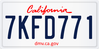 CA license plate 7KFD771