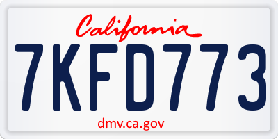 CA license plate 7KFD773