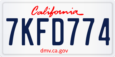 CA license plate 7KFD774