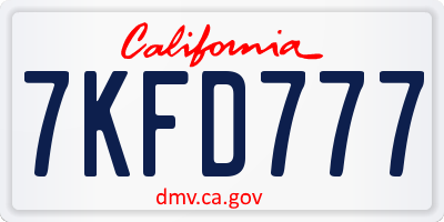 CA license plate 7KFD777