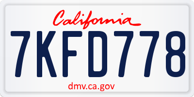CA license plate 7KFD778