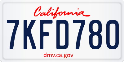 CA license plate 7KFD780